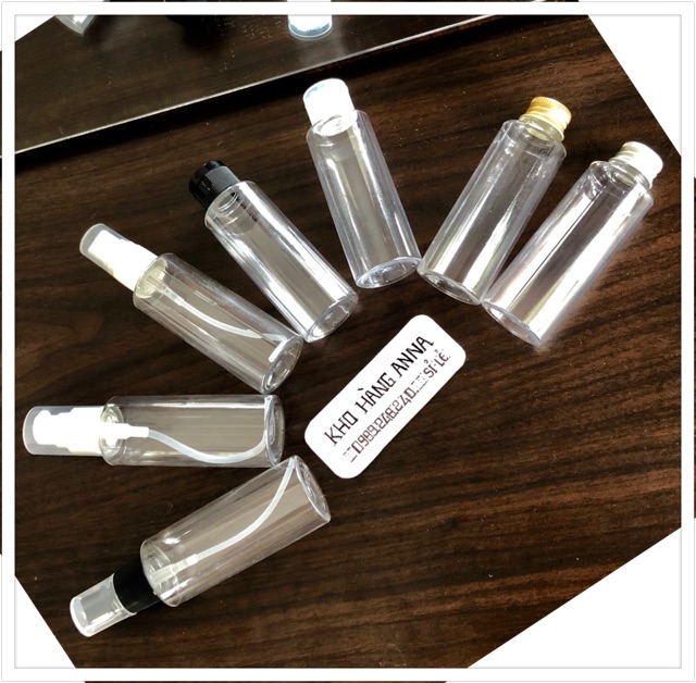 [ Chai nhựa 100ml Nắp bật ] 50 Chai pet 100ml / 70 mL nắp bật đen