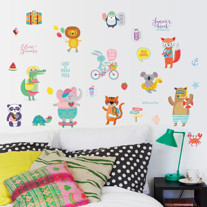 Decal dán tường - Giấy dán tường - Động vật hoạt hình cho bé - kiddecals - SK7151