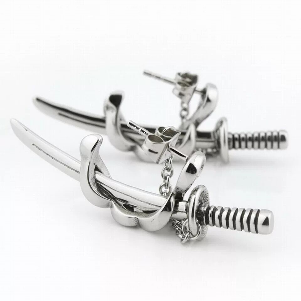 Khuyên Tai Kim Loại Hình Kiếm Samurai Thời Trang Nam
