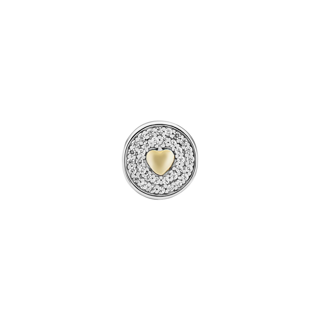 Hạt charm xỏ DIY PNJSilver hình tròn trái tim vàng 00XMW060015