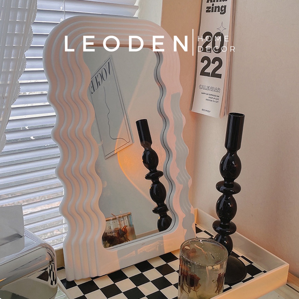 Gương trang điểm để bàn lượn sóng phong cách tối giản, gương để bàn xinh xắn Hàn Quốc– LEODEN Decor