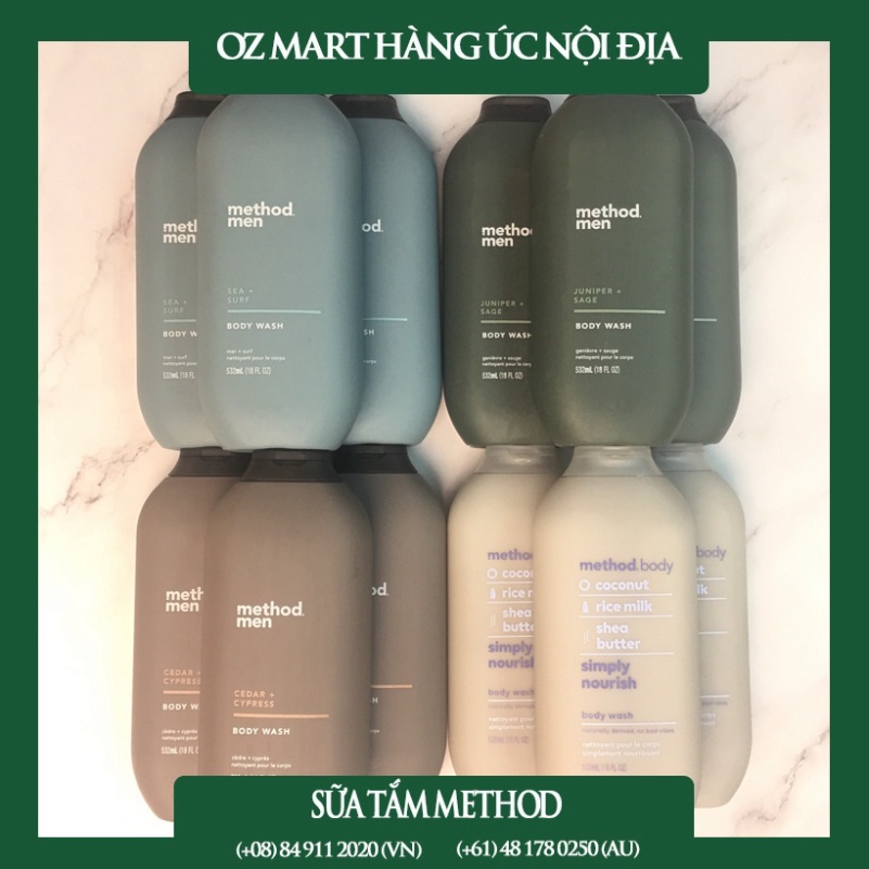 Giá Shock Sữa tắm Method Body WASH 532ml OZ MART HÀNG ÚC NỘI ĐỊA ÚC chính hãng mẫu mới