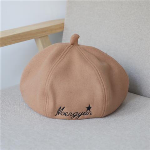 Mũ Len Beret Ladies Woolen Letters Embroidery Korean Retro Pumpkin Hat