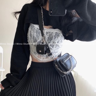 Cutout sweater - chân váy dập ly
