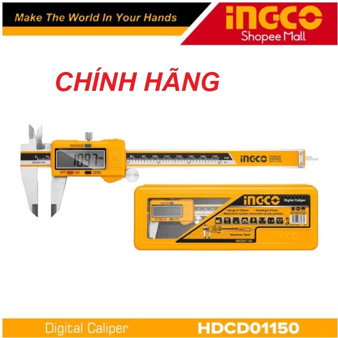 ĐỒ NGHỀ INGCO Thước cặp điện tử 150mm-200mm HDCD01150 - HDCD01200 (Cam kết Chính Hãng 100%)