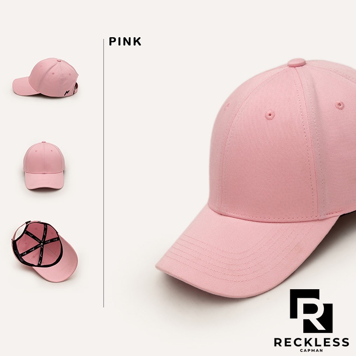 Nón Bóng Chày Lưỡi Trai Màu Hồng Trơn Reckless Capman Signature Ballcap Vải Kaki Cotton