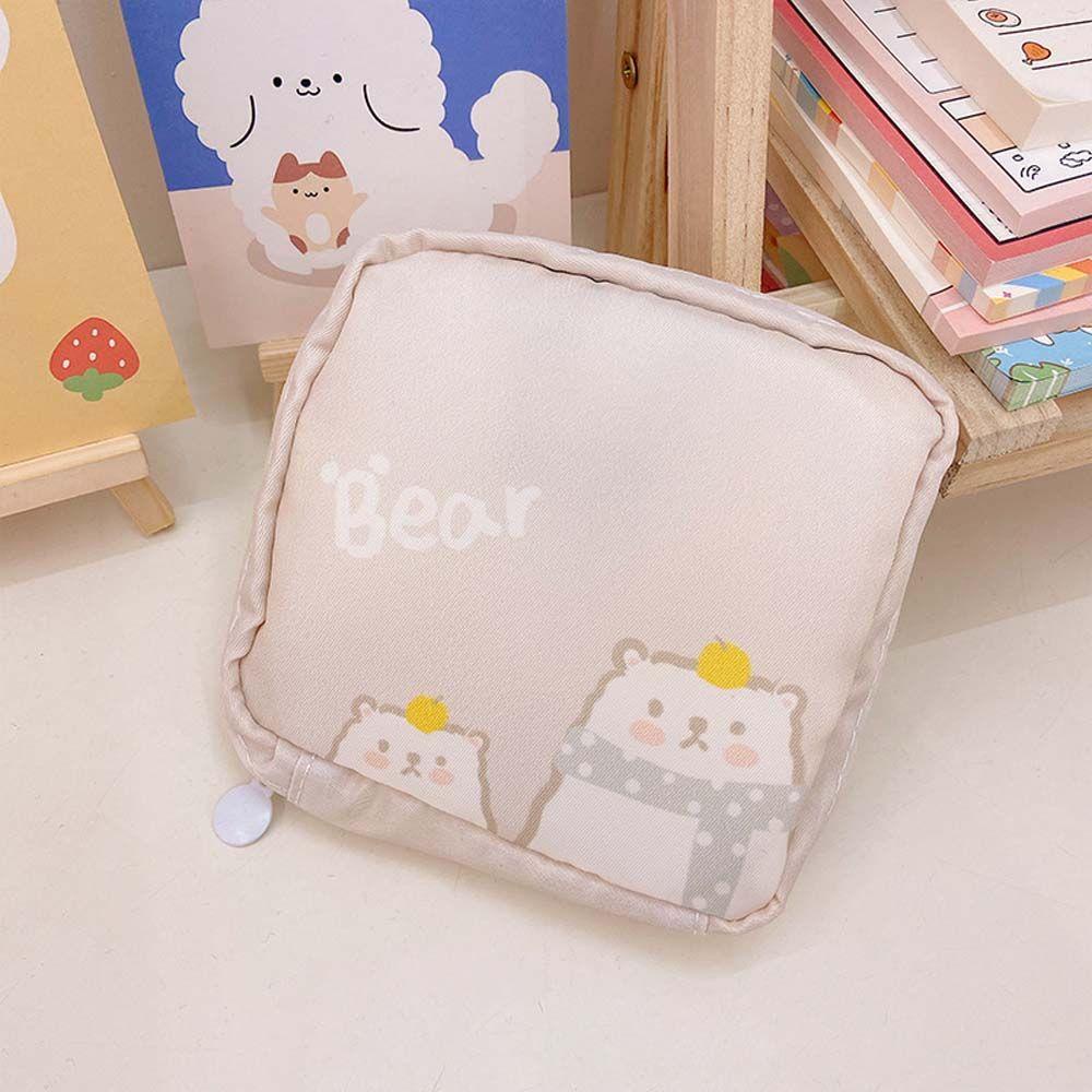[Hàng mới về] Túi đựng băng vệ sinh/ tiền xu/ mỹ phẩm có dây kéo phong cách Hàn Quốc hình gấu/ thỏ hoạt hình