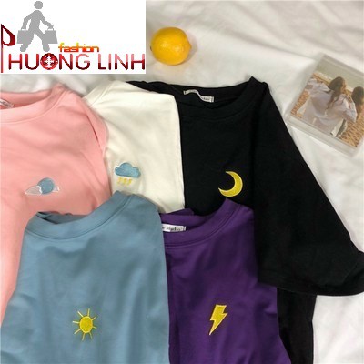 Áo thun nam form rộng tay lỡ thêu Thời tiết- Trùm Chuyên Sỉ Thời Trang