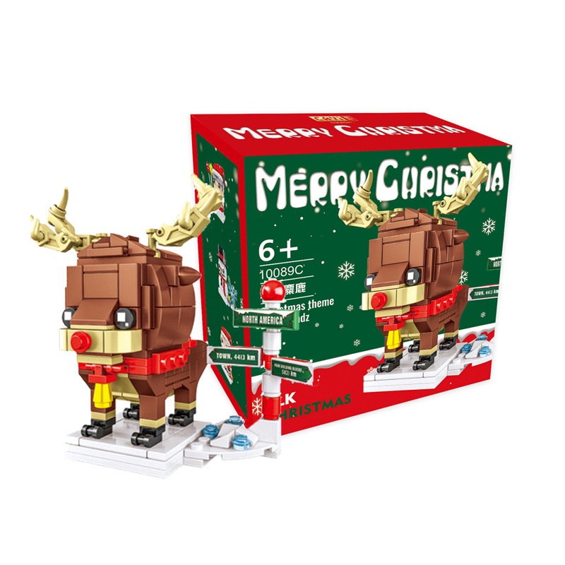 Đồ chơi mô hình lắp ráp HAODEYI kiểu ông già Noel cảnh đêm Giáng sinh người tuyết tuần lộc làm quà tặng dành cho trẻ em