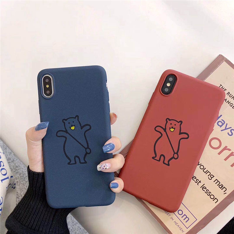 Vivo Y5S Matte Case Soft TPU Strap Bear Casing
