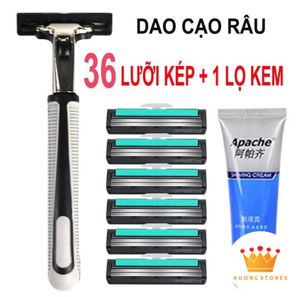 Sét bộ dao cạo râu 36 lưỡi kèm tuýp kèm, bộ sẵn đầy đủ