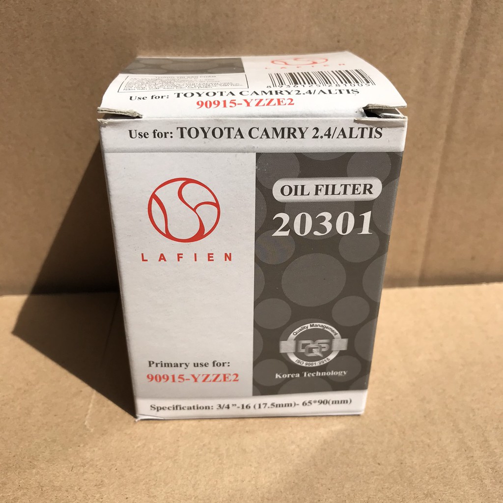 Lọc nhớt Lafien 20301  dùng cho Toyota Camry/Altis/Vios/Hiace/Hilux/Zace Suzuki Celerio