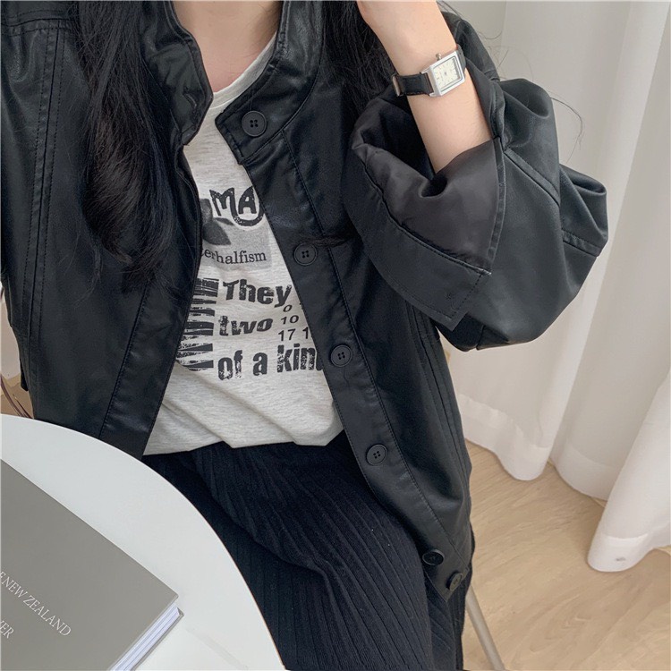 Áo da khoác ngoài cá tính năng động mềm mịn oversize dành cho nữ PHULA