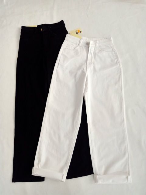 (Video cận chất) Quần jean ống rộng, ba màu đen trắng xanh cho mọi kiểu phối đồ | BigBuy360 - bigbuy360.vn