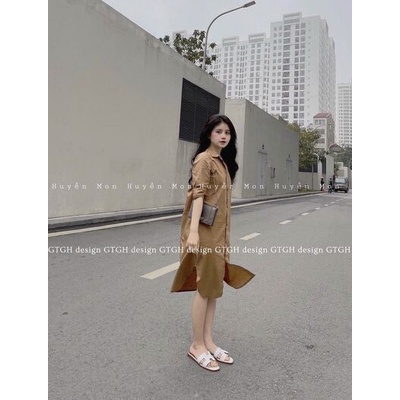 Váy sơ mi thô dài tiểu thư
