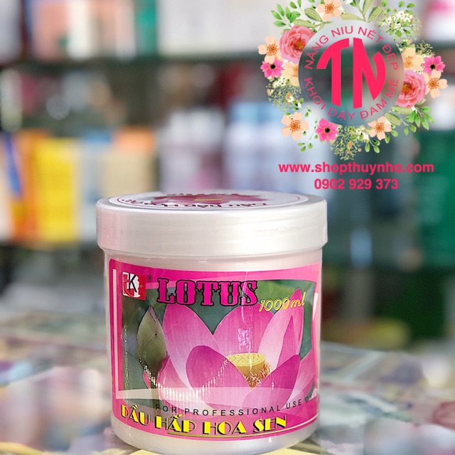 Kem hấp tóc, dầu hấp dưỡng tóc suôn mềm hoa sen Lotus - 1000ml phục hồi tóc hư tổn nặng nề