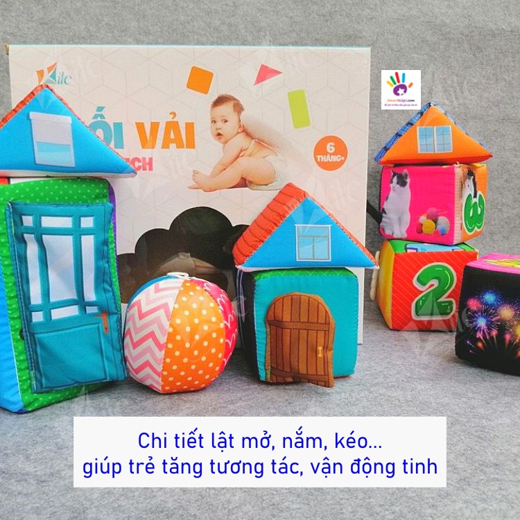 [BỘ PHÁT TRIỂN TRÍ TUỆ] Xếp hình khối vải tinh nghịch, TẶNG học liệu