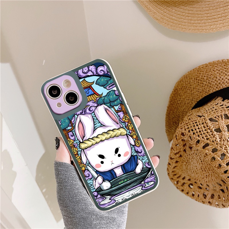 Ốp iphone cạnh vuông Thỏ trắng đâm chày cho ip 6/8/7/plus/x/xr/xsmax/12 pro max/11pro max/13 pro max-nt006