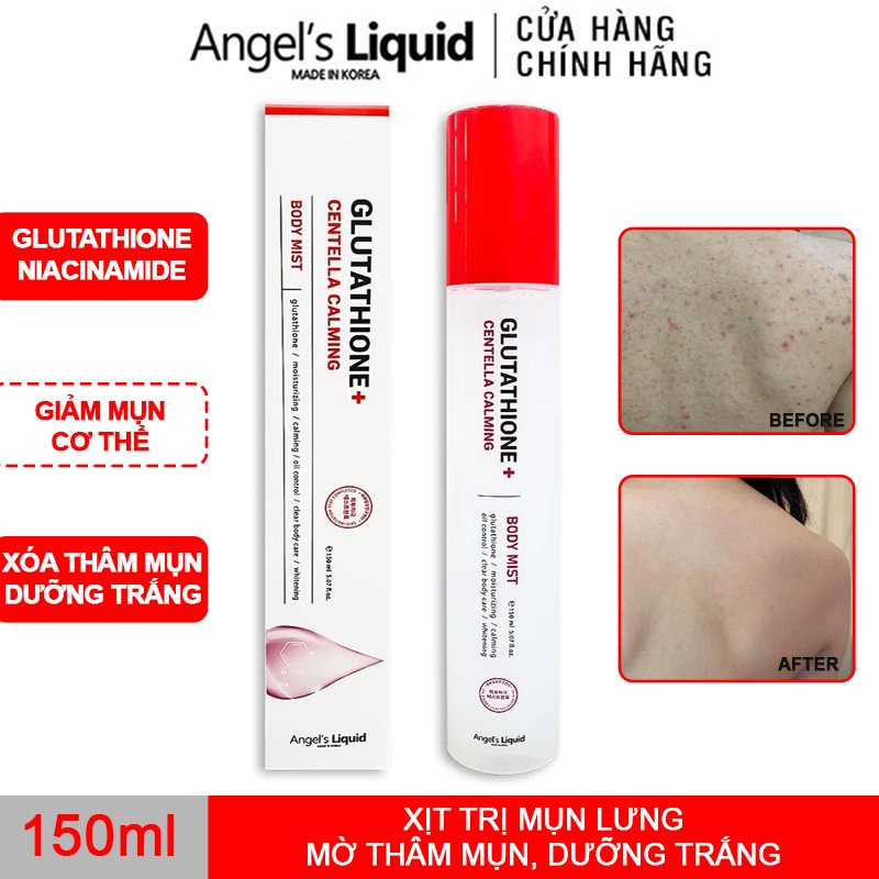 Xịt Giảm Mụn Lưng Angel Liquid Glutathione Plus Centella Calming Body Mist 150ml