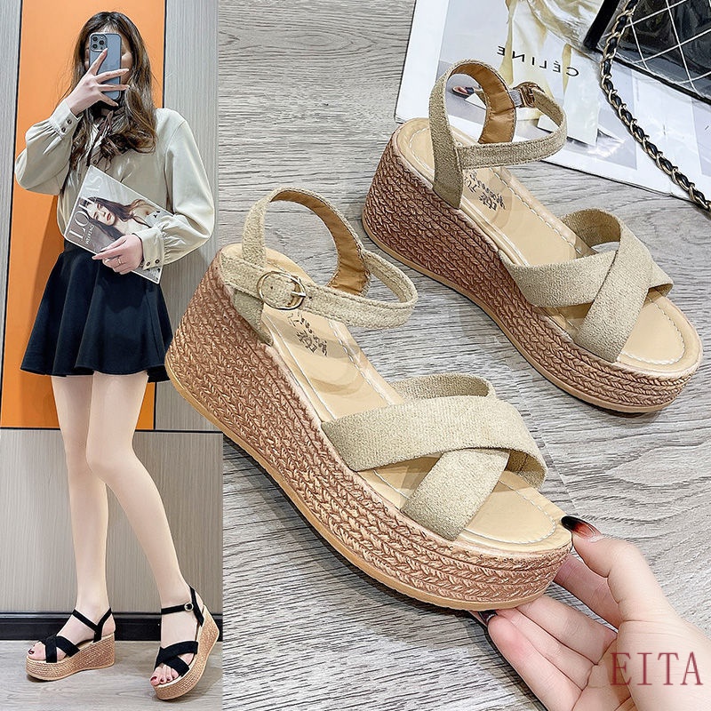 Giày Sandal Đế Xuồng Dày Dặn Chống Thấm Nước Phong Cách Thời Trang Roman 2022 Dành Cho Nữ