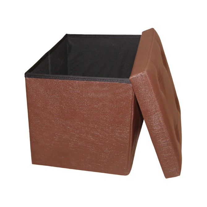 Ghế hộp da vuông cao cấp đen / nâu (38x38x38cm) tienich168