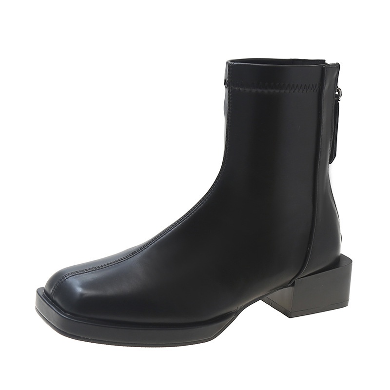 Giày Boot Cao Gót Mũi Vuông Phong Cách Âu Mỹ Cá Tính Dành Cho Nữ