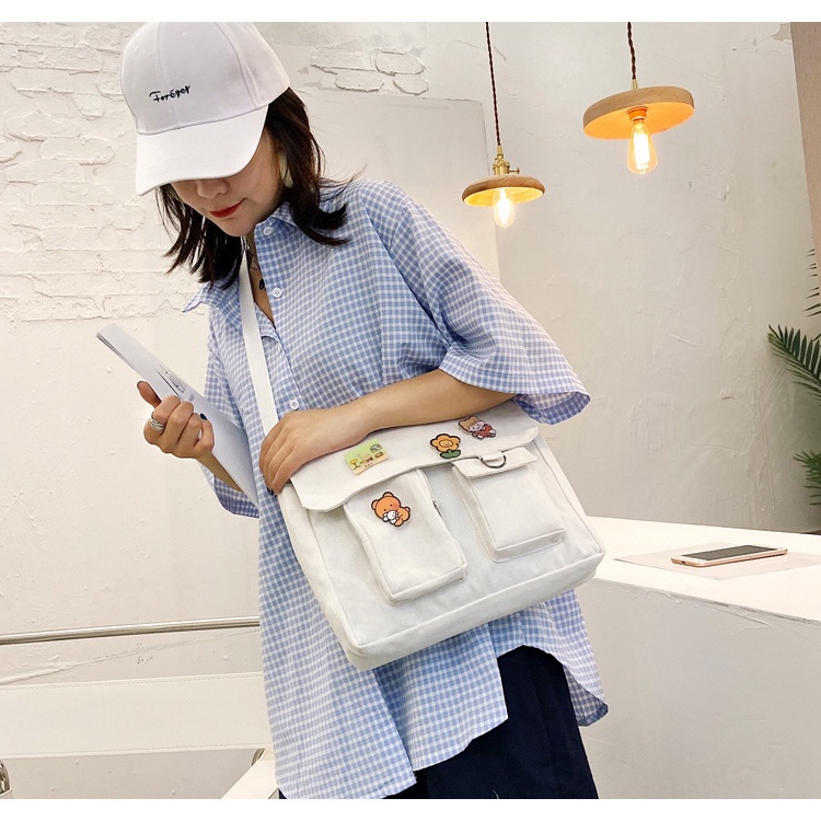 Túi Đeo Chéo Nữ vải canvas Túi Đeo Vai đi học đi chơi phong cách Hàn Quốc