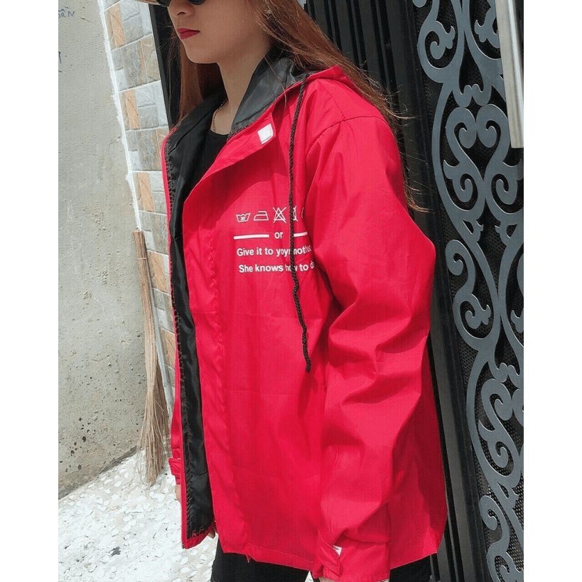 Áo khoác dù nữ mẫu họa tiết In Chữ dễ thương - TP [NewUnisex]