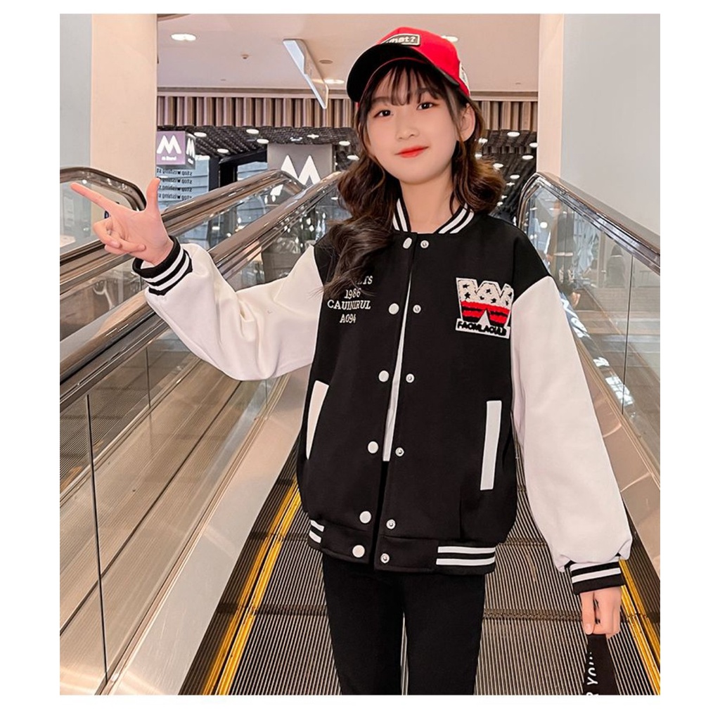 Áo khoac nỉ bomber dành cho bé gái 16-45kg Mẫu W