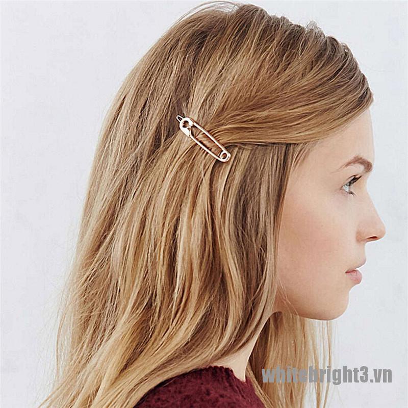 Kẹp Tóc Kim Loại Màu Trắng Đơn Giản