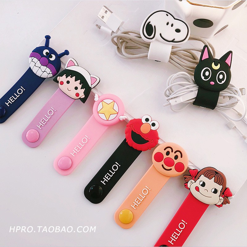 Silicone BTS BT21 Tai nghe cáp tổ chức quấn Clip dây dây Winder snoopy Phụ kiện điện thoại