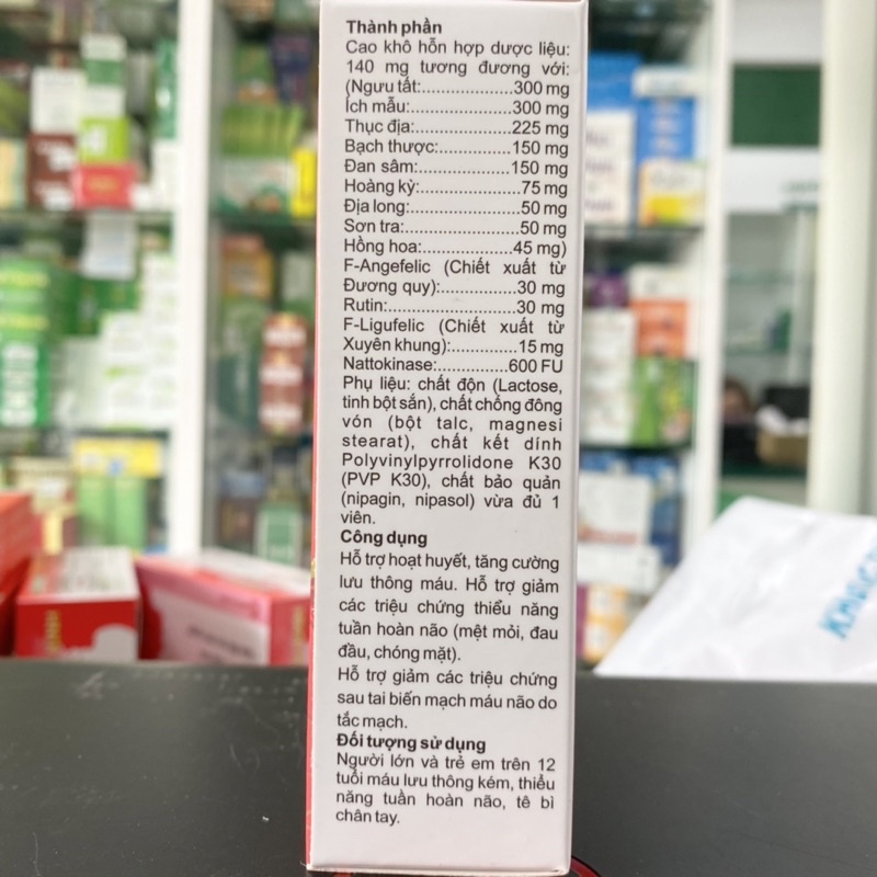 Hoạt Huyết Abipha - Hỗ trợ giảm các triệu chứng thiểu năng tuần hoàn não (Hộp 30 viên)