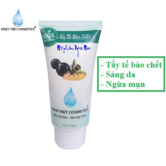 Kem kỳ tế bào chết cho da mặt dưỡng chất Ngọc Trai Đen - Sữa Ong Chúa Nhật Việt Cosmetics 70ml