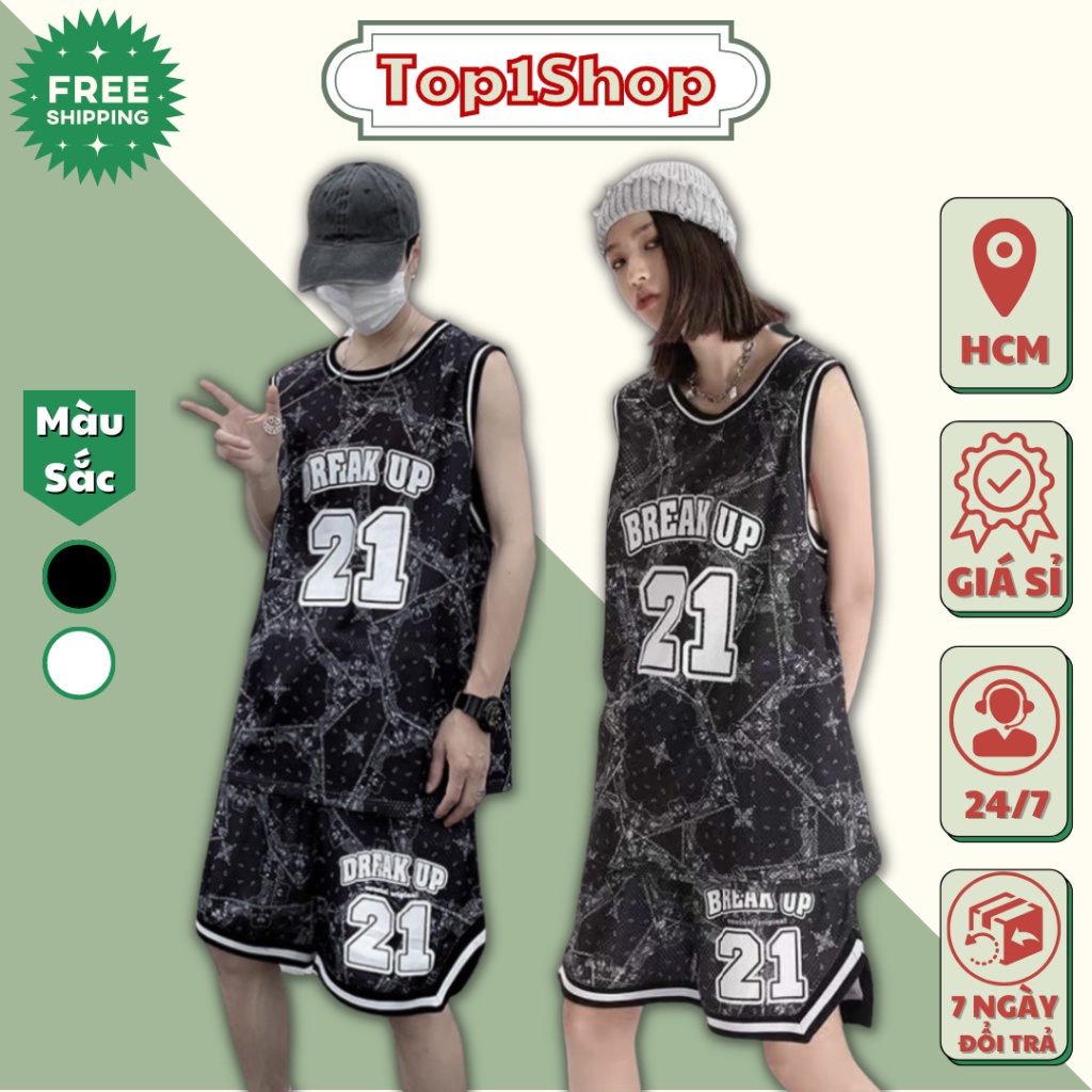Bộ thể thao nam sát nách hoa văn số 21 cực chất