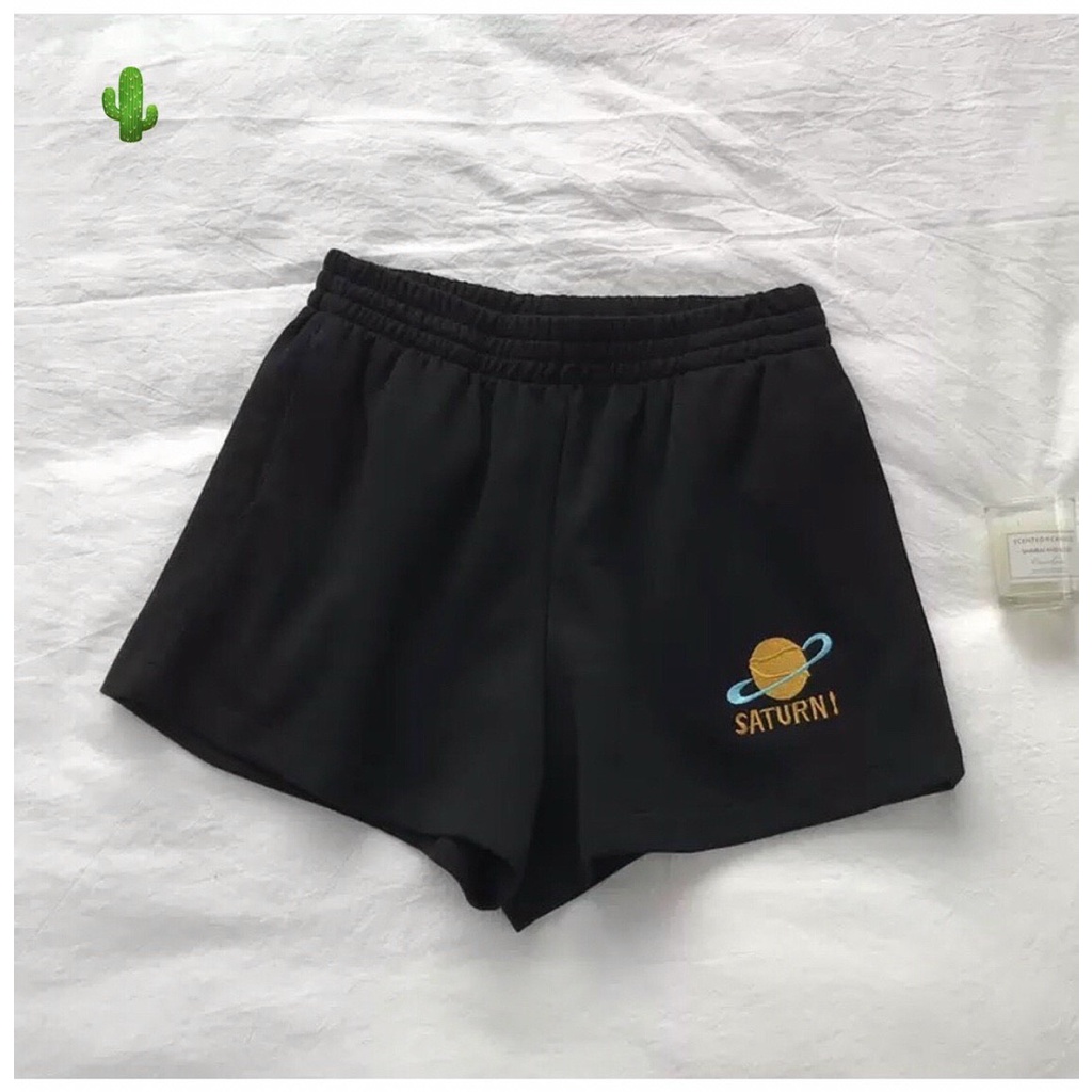 Quần đùi thun nữ da cá thêu Sartun dễ mang phong cách ở nhà siêu xịn xò