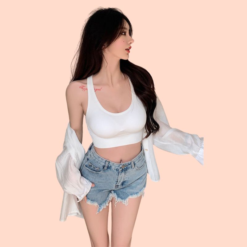 Áo Bra Cotton Thun Co Giãn Thấm Hút Mồ Hôi SU Official, Áo Tập Gym Nâng Ngực Mút Mỏng 48343