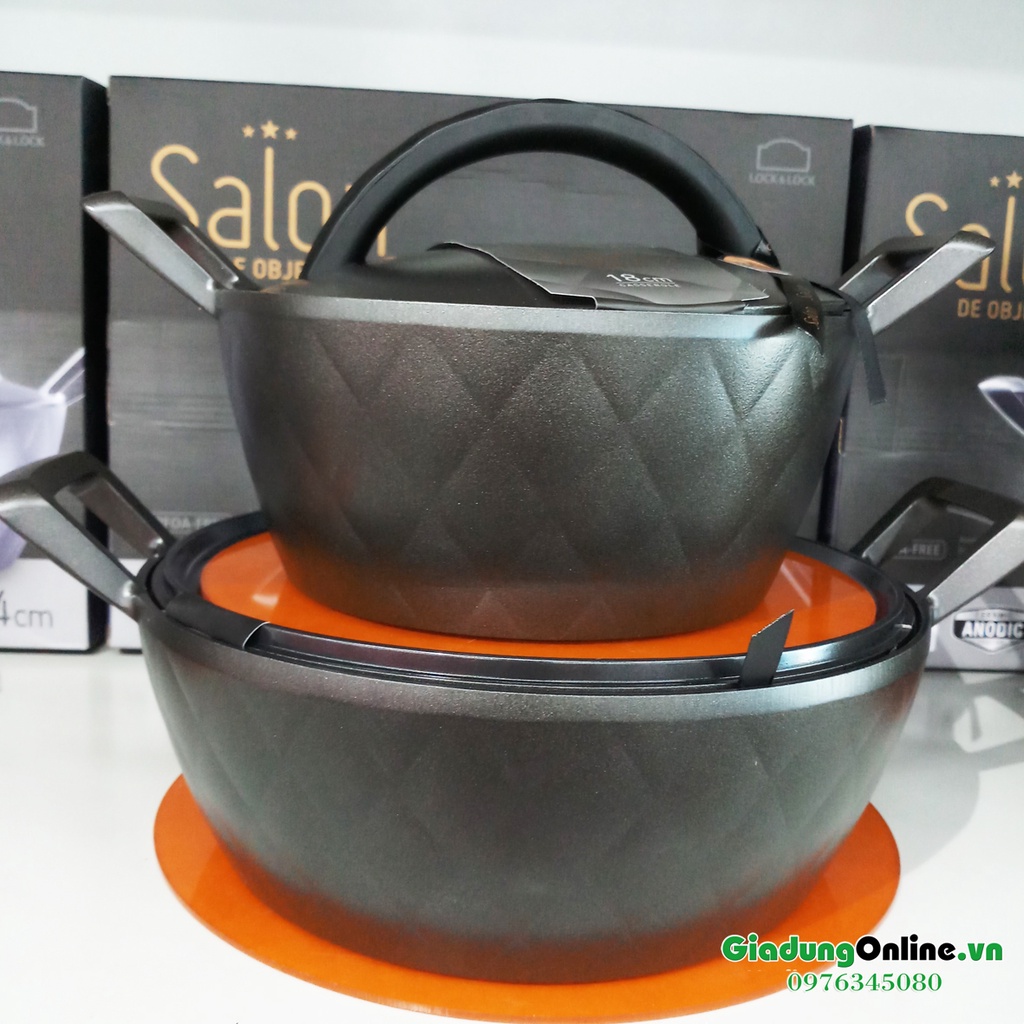 Nồi Lock&amp;Lock Salon Chống Dính Ceramic Đáy Từ GTH3182-IH 18cm / GTH3242-IH 24cm - Larva Store