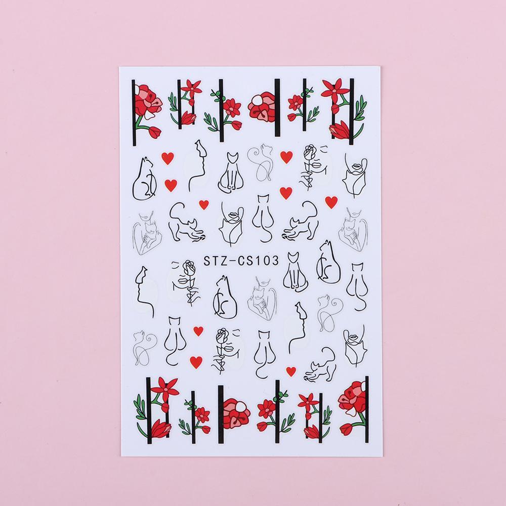 Hình Dán Trang Trí Móng Tay Họa Tiết Hình Học Phong Cách Pháp