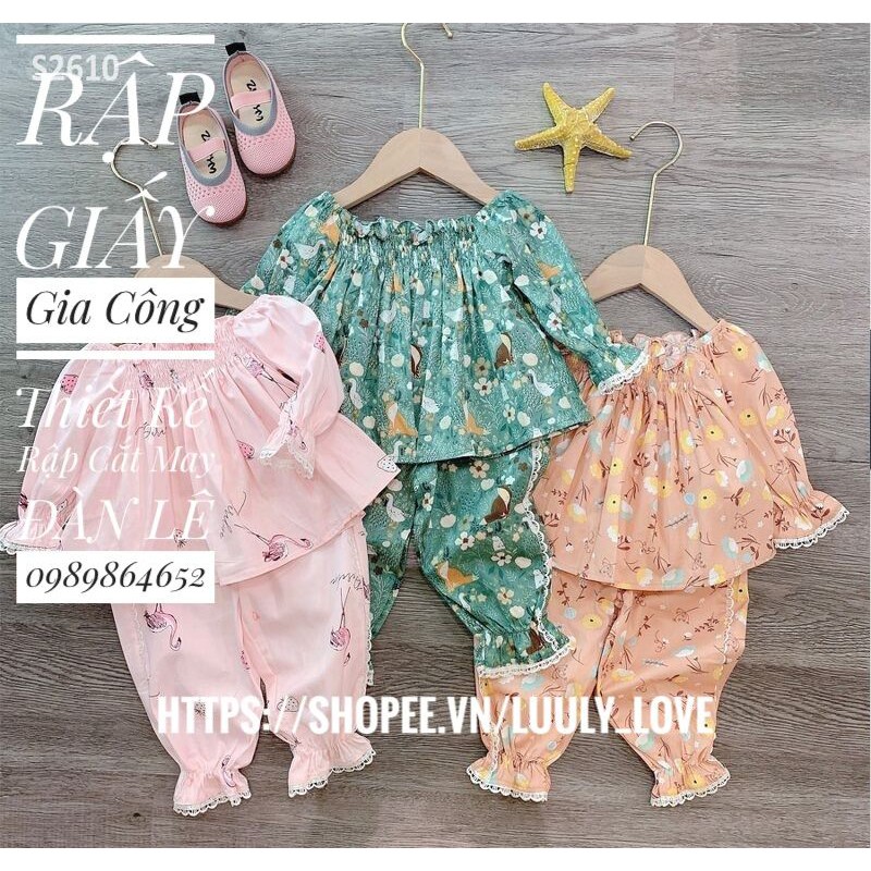 Rập bộ rúm ngực dài tay cho bé gái mã 1036