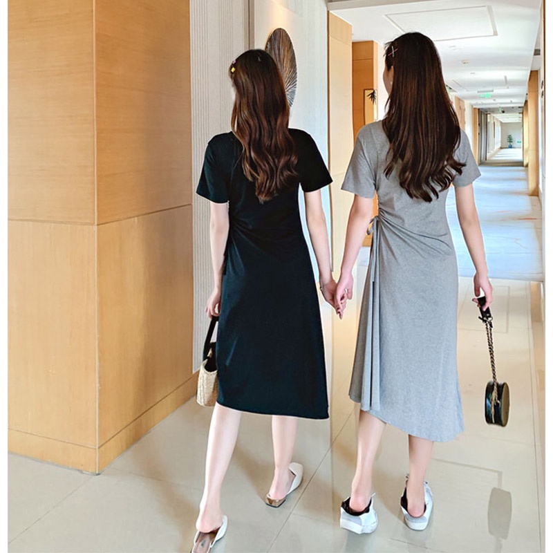 Đầm ZXYOUPING phối dây rút thời trang hè tươi mới năm 2021