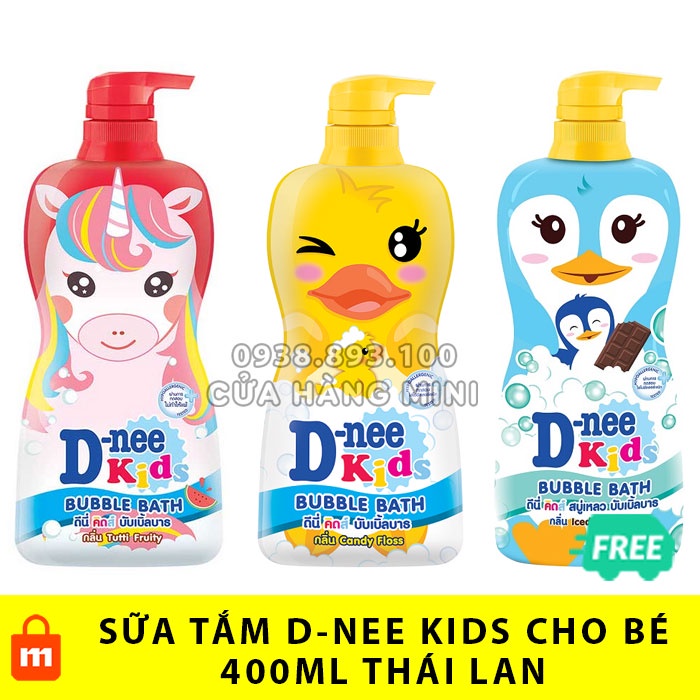 Sữa Tắm Dnee Kids Bubble Bath Hương Socola Đá Hình Chim Cánh Cụt Màu Xanh 400ml