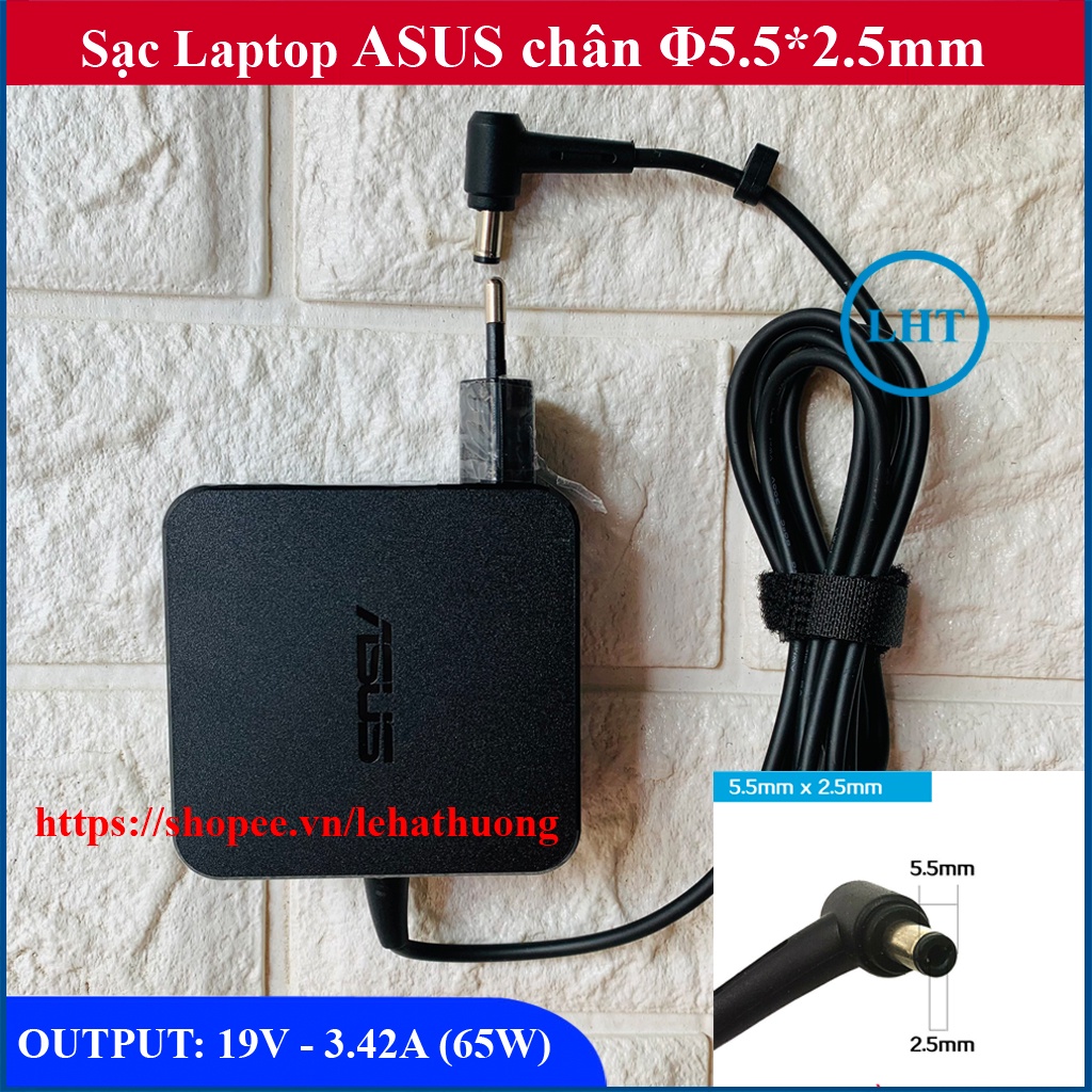 SẠC LAPTOP ASUS 19V 3.42A, 65W VUÔNG ZIN - Chân To cho các mã X550 X551 X451 F451 X552 F454 K501 X450L X555