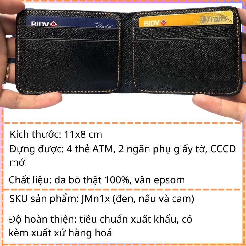 Ví nam mini nhỏ gọn cầm tay da bò cao cấp phong cách thời trang JMn1x tại 2tshop.official