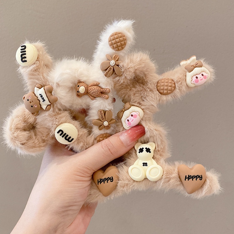 Kẹp Tóc Hình Cá Mập Phủ Lông Phong Cách Hàn Quốc Thời Trang Mùa Thu