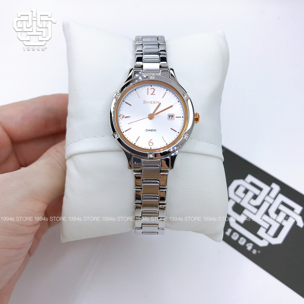 Đồng hồ nữ Casio Sheen SHE-4533 / SHE-4533D-7A mặt kính Sapphire chống chói, chống nước 50m, size 30mm, hàng chính hãng