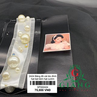 Băng đô cài tóc đính hạt trai lớn nhỏ