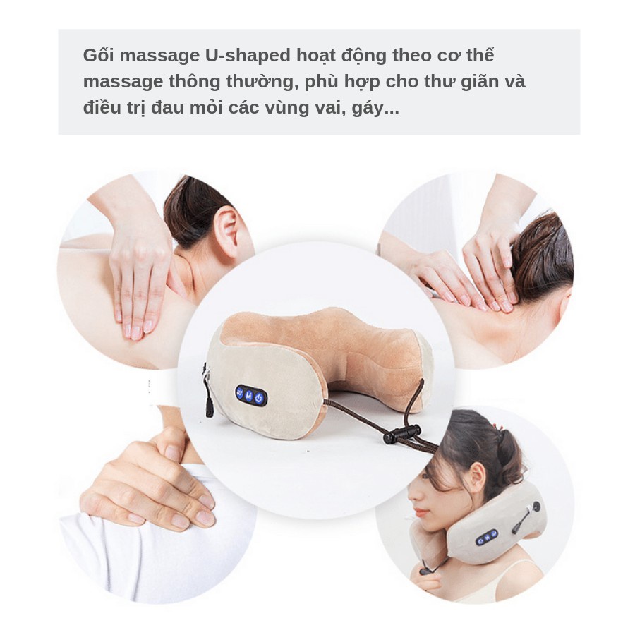 Máy Massage Cổ Vai Gáy Hỗ Trợ Mát Xa Vùng Cổ, Giảm Đau Vai Gáy Hiệu Quả - Gối Massage Trị Liệu Kiêm Gối Ngủ Tiện Lợi