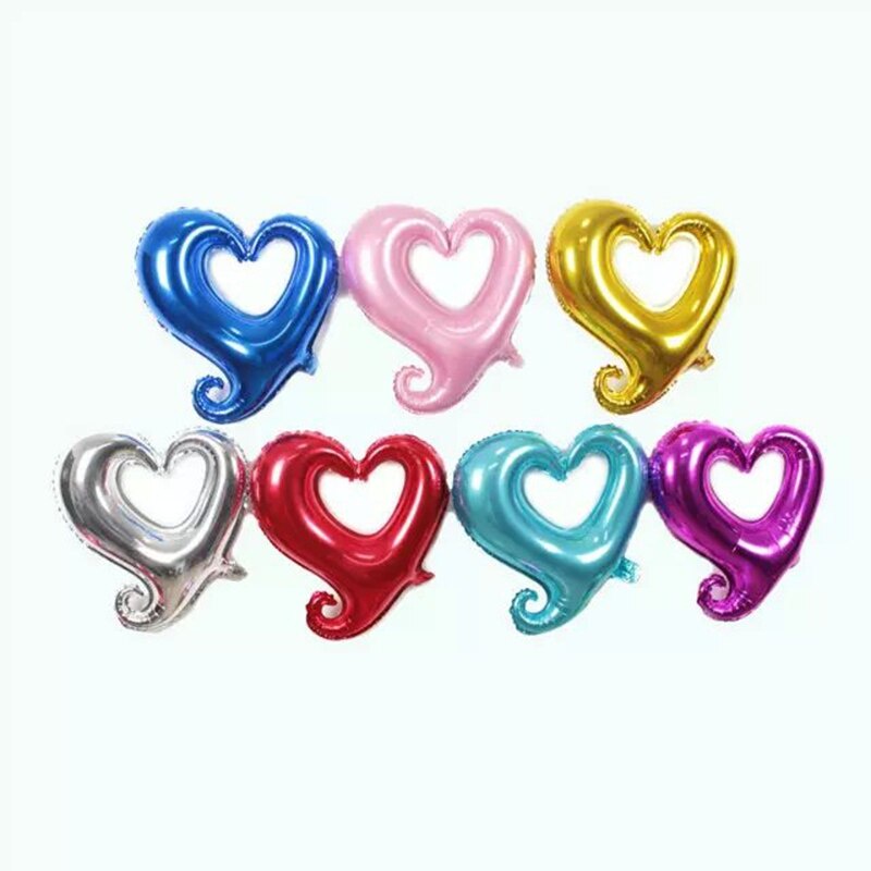 Bong Bóng Hình Trái Tim Kiểu Tim Móc Rỗng Tráng Nhôm Trang Trí Tình Yêu Love Valentine Lễ Cưới