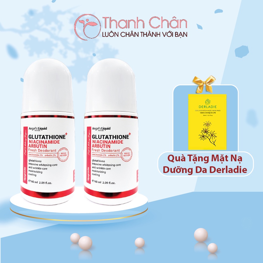 Lăn Khử Mùi Dưỡng Trắng, Giảm Thâm Angel Liquid Glutathione + Niacinamide Fresh Deodorant 60ml