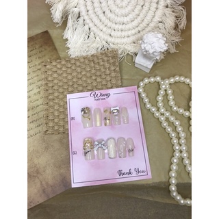 nailbox móng úp móng giả thạch nude nơ đá